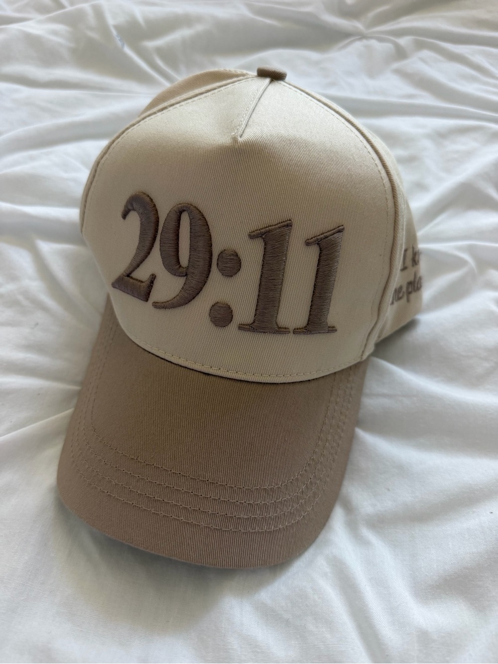 Women’s Altar’d  State Beige and Tan 29:11 Embroidered Baseball Cap.